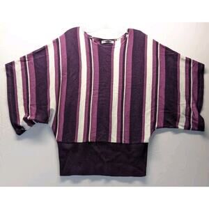 Hannah Jones New York Womens Medium Purple White Striped Kimono Sweater